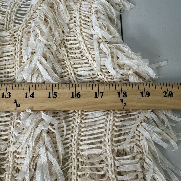 Festival Fringe Open Knit Top Size M Cream Fairy Boho Retro Hippie Woven - Picture 8 of 10